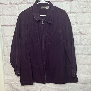 Vintage Fashion Bug Corduroy Full Zip Jacket Purple Plus Size 18/20W 90s Y2K